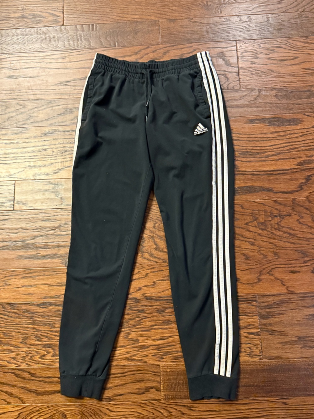 Classic adidas Black Joggers with White Triple Stripes adult medium